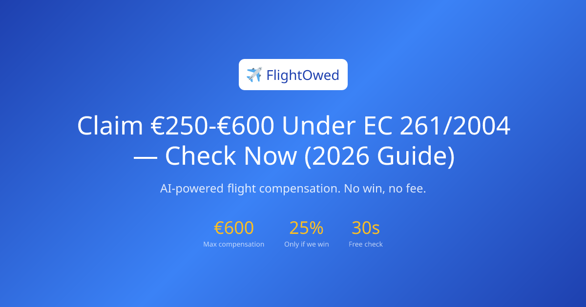 Claim €250-€600 Under EC 261/2004 — Check Now (2026 Guide) | FlightOwed